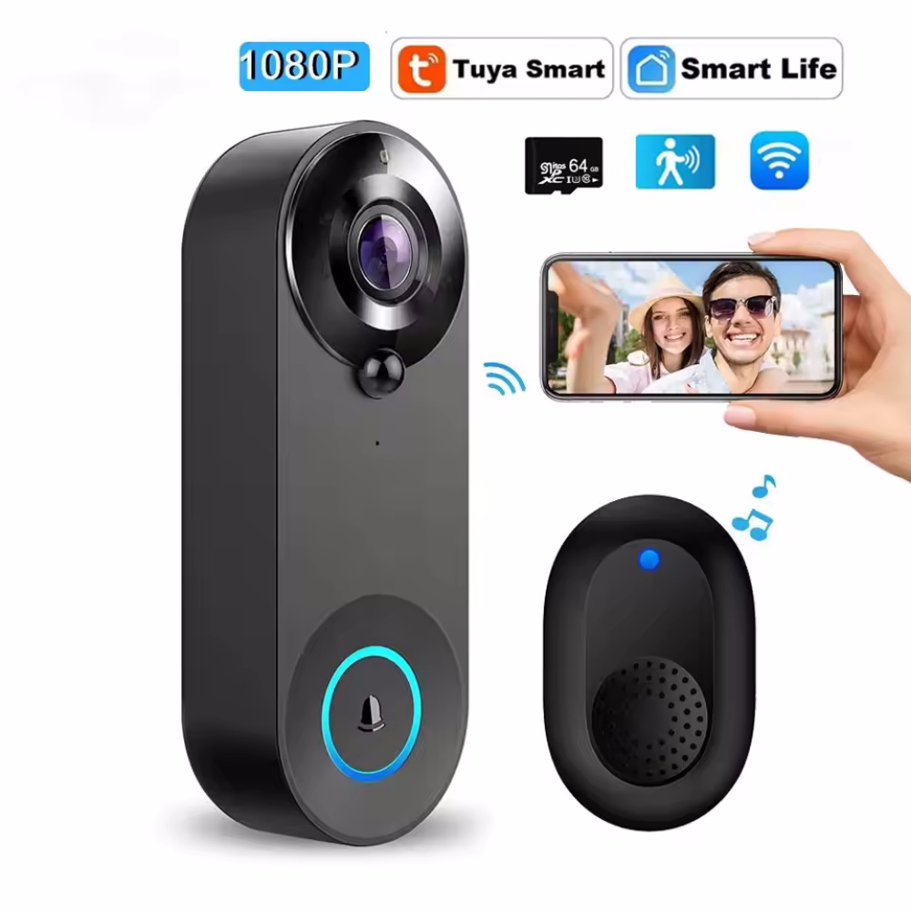 Smart Home Battery Camera - Tuya 1080P Wireless WIFI Doorbell Video