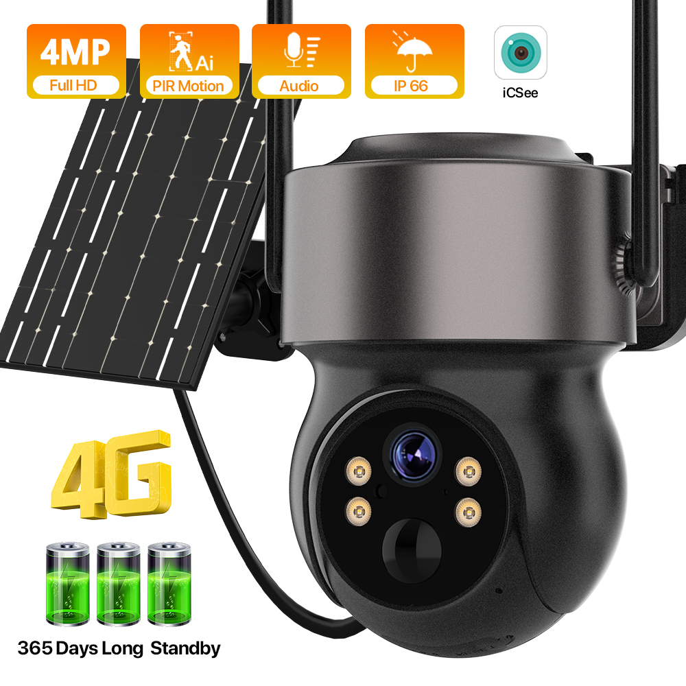 Smart Home Outdoor - 4MP 4G SIM Solar Battery Powered