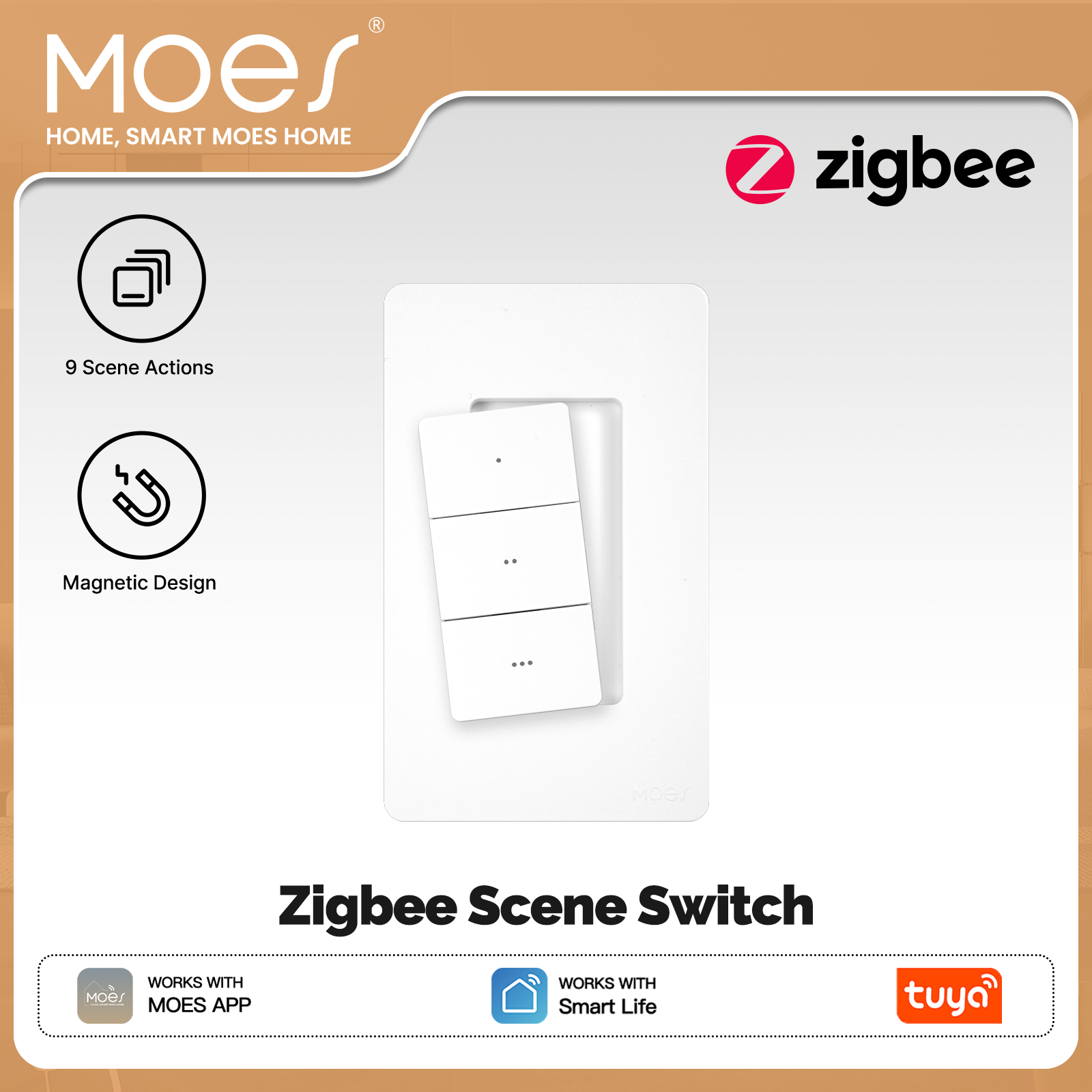 MOES Tuya Zigbee Smart Wireles - đánh giá và giá Tuya Smart Switch